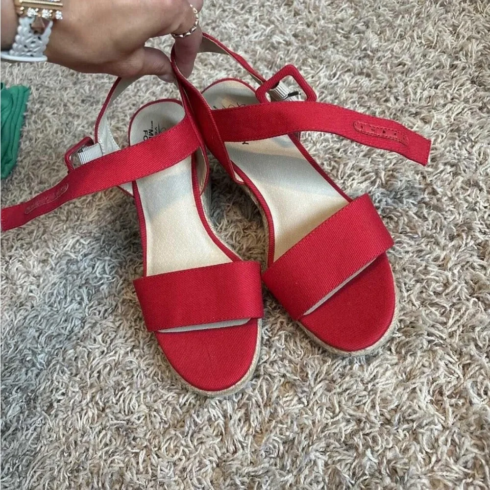 Red Wedge Sandals - Picture 2 of 5